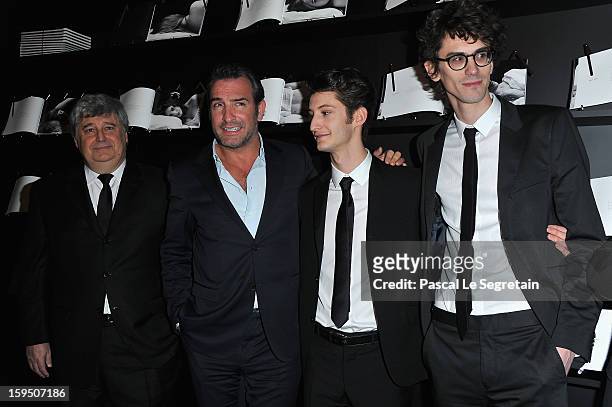 Thierry Fritsch , Jean Dujardin, Pierre Niney and Hugo Gelin attend Chaumet's Cocktail Party for Cesar's Revelations 2013 on January 14, 2013 in...