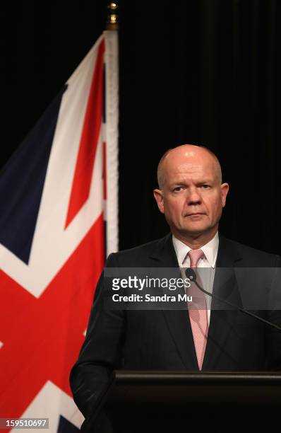 Rt Hon William Hague, Secretary of State for Foreign and Commonwealth Affairs United Kingdom of Great Britain and Northern Ireland speaks to media...