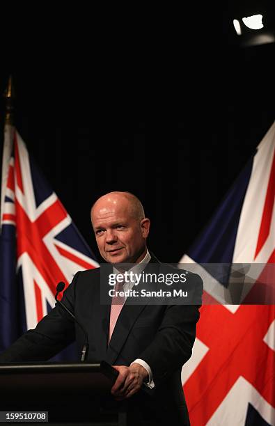 Rt Hon William Hague, Secretary of State for Foreign and Commonwealth Affairs United Kingdom of Great Britain and Northern Ireland speaks to media...