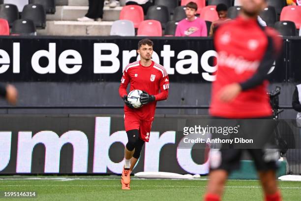 Lucas LAVALLEE of Dunkerque during the Ligue 2 BKT match between Guingamp and USL Dunkerque at Stade du Roudourou on August 12, 2023 in Guingamp,...