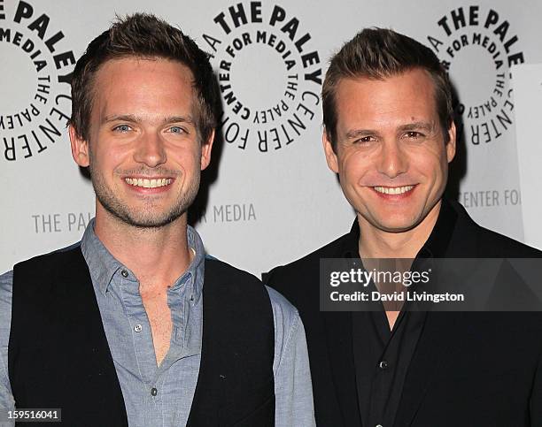 Actors Patrick J. Adams and Gabriel Macht attend The Paley Center for Media's presentation of An Evening With "Suits" at The Paley Center for Media...