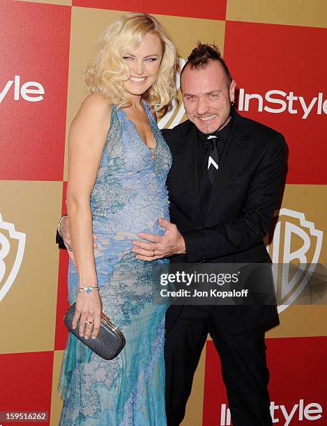 Actress Malin Akerman and husband Roberto Zincone arrive at the InStyle And Warner Bros. Golden Globe Party at The Beverly Hilton Hotel on January...