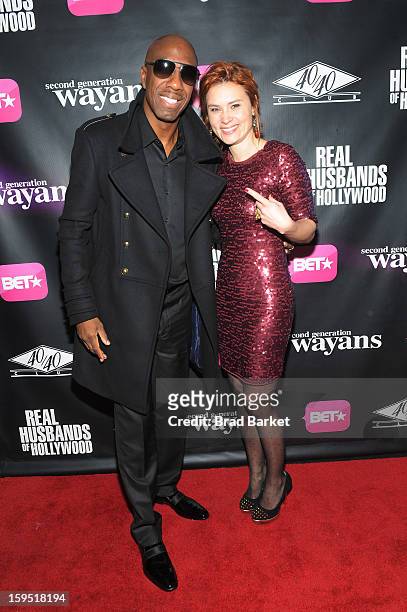 Smoove and Kristina Klebe attend BET Networks New York Premiere Of "Real Husbands of Hollywood" And "Second Generation Wayans" - After Party at 40 /...