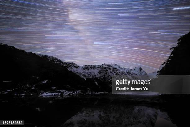 lake-mackenzie star trail - timelapse new zealand stock pictures, royalty-free photos & images