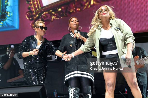 Lyte, Queen Latifah, and Yo-Yo perform during Rock The Bells Festival at Forest Hills Stadium on August 05, 2023 in New York City.