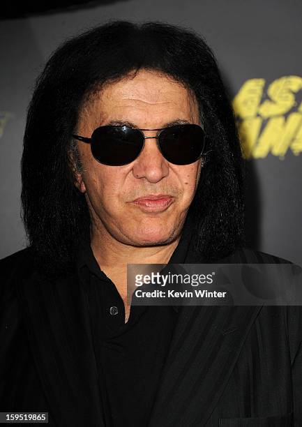 Musician Gene Simmons arrives at the premiere of Lionsgate Films' "The Last Stand" at Grauman's Chinese Theatre on January 14, 2013 in Hollywood,...
