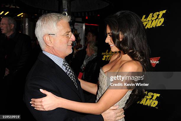 Rob Friedman, Lionsgate Motion Picture Group Co-Chairman and actress Genesis Rodriguez arrive at the premiere of Lionsgate Films' "The Last Stand" at...