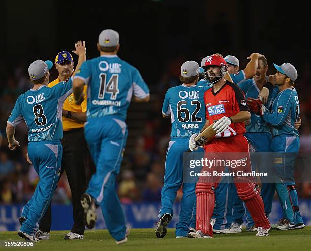 Alex Doolan of the Renegades walks from the ground after he was dismissed during the Big Bash League Semi-Final match between the Melbourne Renegades...