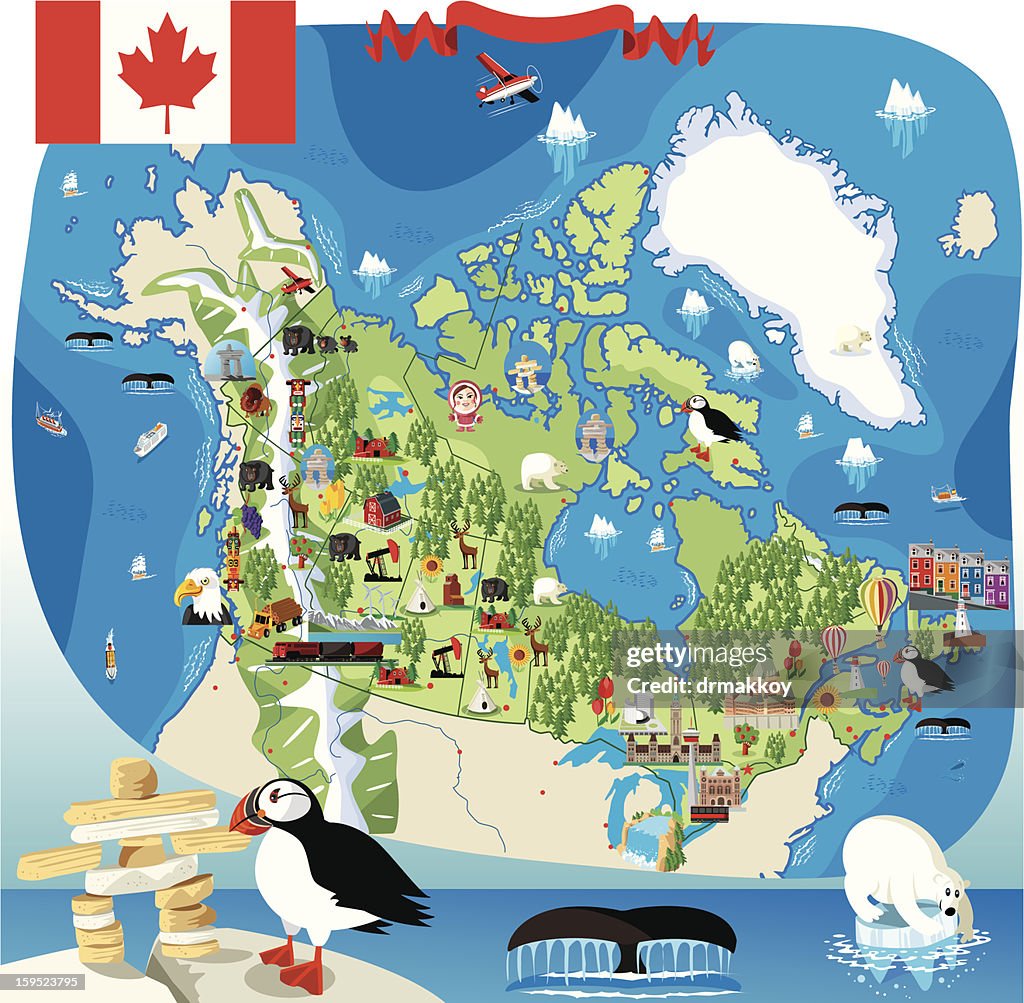 Cartoon Map Of Canada High-Res Vector Graphic - Getty Images