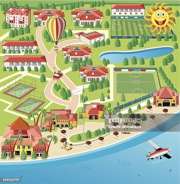 holiday resort - lake house stock illustrations