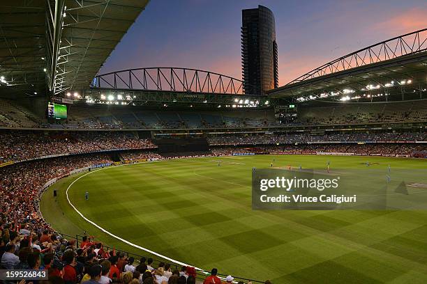 General view of stadium during the Big Bash League Semi-Final match between the Melbourne Renegades and the Brisbane Heat at Etihad Stadium on...