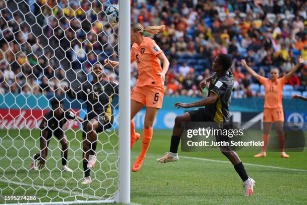 Jill Roord of Netherlands heads to score her team's first goal during the FIFA Women's World Cup Australia & New Zealand 2023 Round of 16 match...