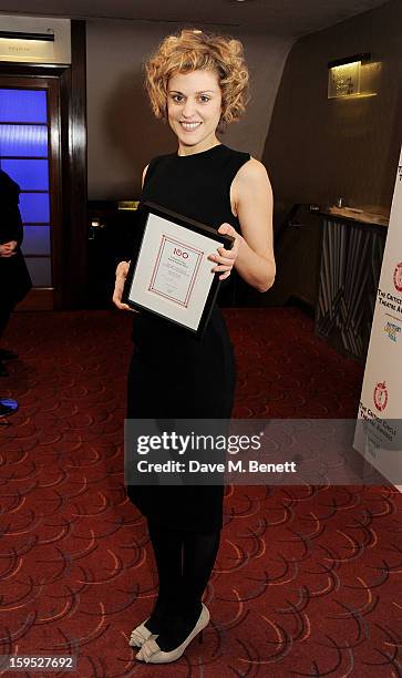 Denise Gough, winner of The Jack Tinker Award for Most Promising Newcomer, attends the 2013 Critics' Circle Theatre Awards at the Prince Of Wales...