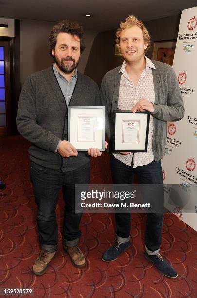 Dominic Dromgoole and Tom Bird, accepting the Special Award on behalf of Shakespeare's Globe for Globe to Globe, attend the 2013 Critics' Circle...