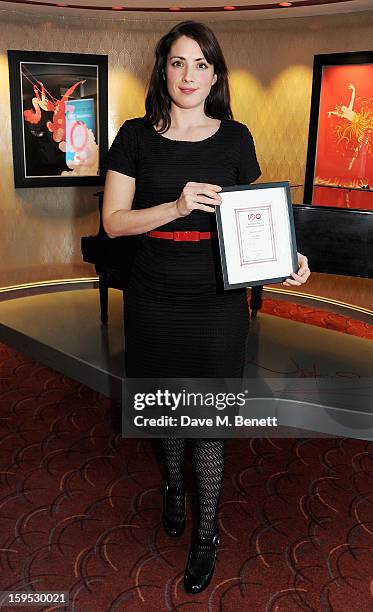 Lucy Prebble, winner of Best New Play for 'The Effect', attends the 2013 Critics' Circle Theatre Awards at the Prince Of Wales Theatre on January 15,...