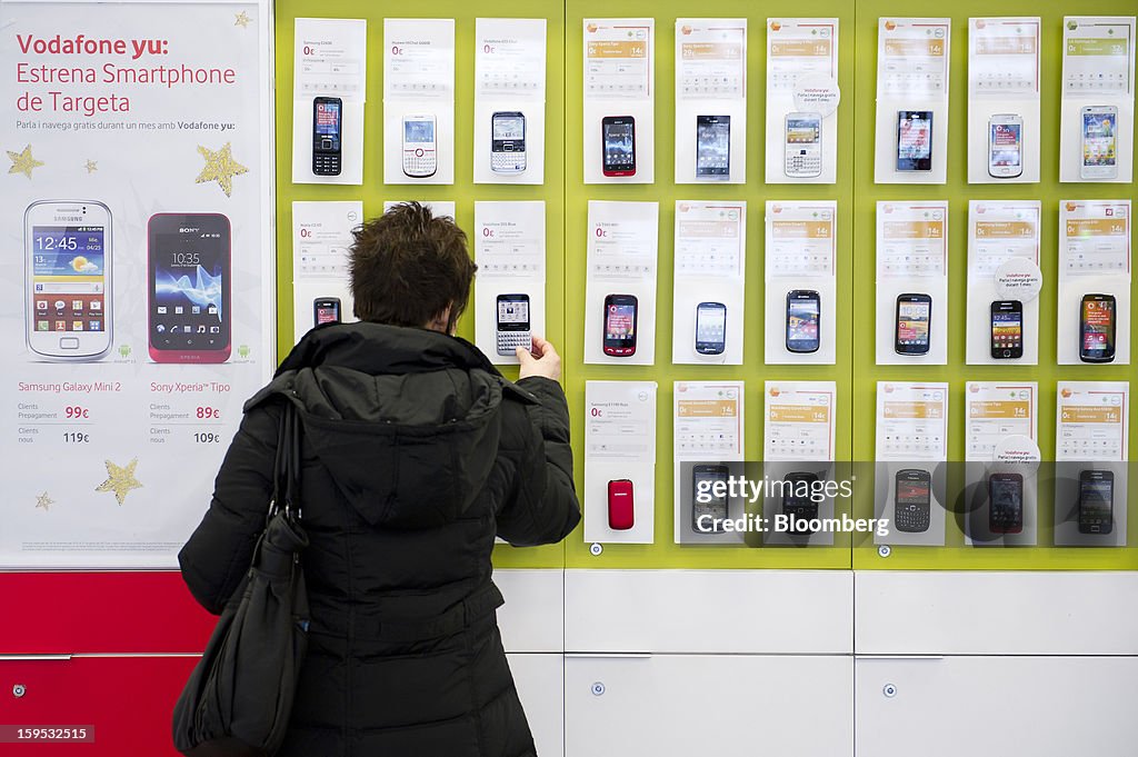 Inside A Vodafone Group Plc Store As Company Plans to Reduce Spain Workforce