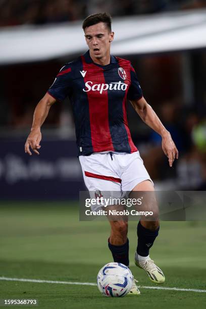 Nikola Moro of Bologna FC in action during the Coppa Italia Frecciarossa football match between Bologna FC and Cesena FC. Bologna FC won 2-0 over...