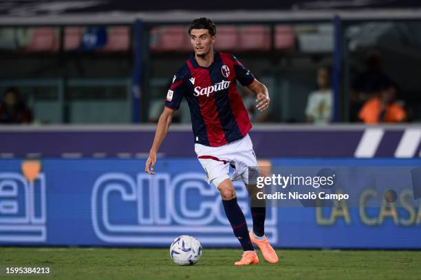 Oussama El Azzouzi of Bologna FC in action during the Coppa Italia Frecciarossa football match between Bologna FC and Cesena FC. Bologna FC won 2-0...