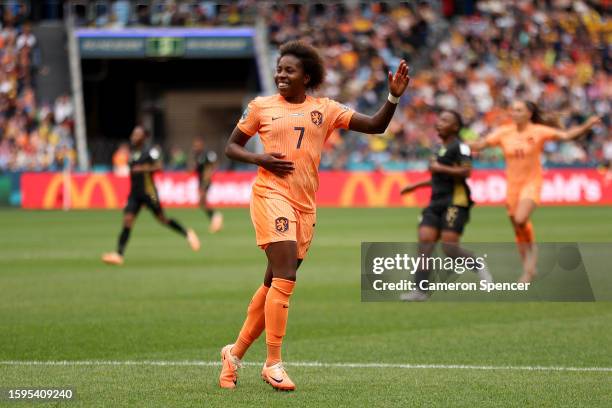 Lineth Beerensteyn of Netherlands celebrates after scoring her team's second goal during the FIFA Women's World Cup Australia & New Zealand 2023...