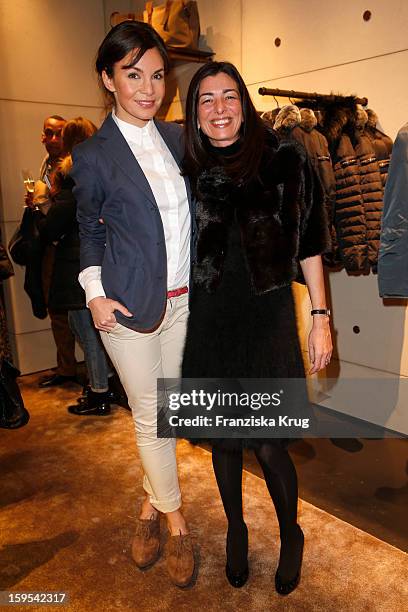 Nadine Warmuth and Francesca Lusini attend the 'Peuterey Cocktail Party' at Peuterey flagship store Kurfuerstendamm on January 15, 2013 in Berlin,...