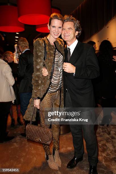 Miriam Langenscheidt and Florian Langenscheidt attend the 'Peuterey Cocktail Party' at Peuterey flagship store Kurfuerstendamm on January 15, 2013 in...