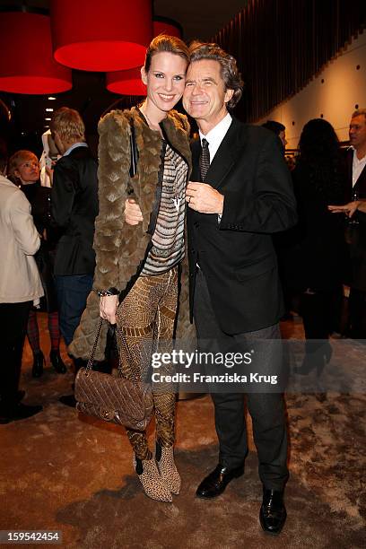 Miriam Langenscheidt and Florian Langenscheidt attend the 'Peuterey Cocktail Party' at Peuterey flagship store Kurfuerstendamm on January 15, 2013 in...