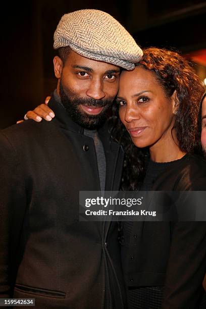 Chris Glass and Barbara Becker attend the 'Peuterey Cocktail Party' at Peuterey flagship store Kurfuerstendamm on January 15, 2013 in Berlin, Germany.