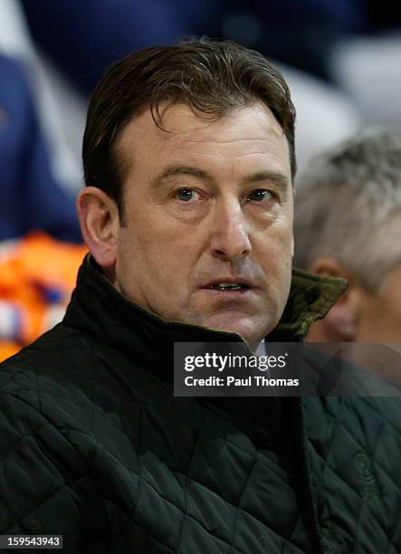 Blackpool Caretaker Manager Steve Thomspon looks on prior to the FA Cup with Budweiser Third Round Replay match between Blackpool and Fulham at...