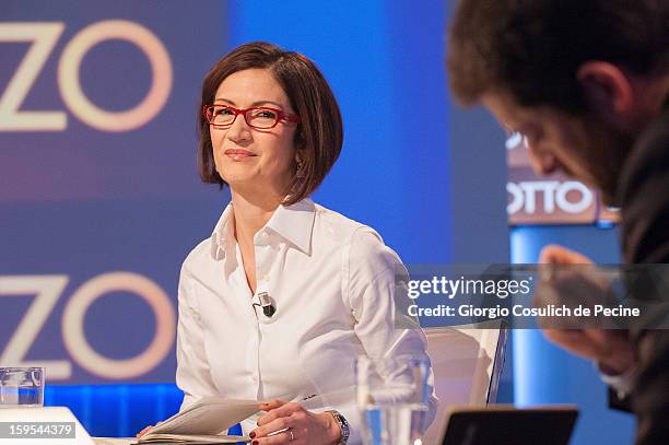 Mariastella Gelmini attends 'Otto e Mezzo' Italian TV Show on January 15, 2013 in Rome, Italy.