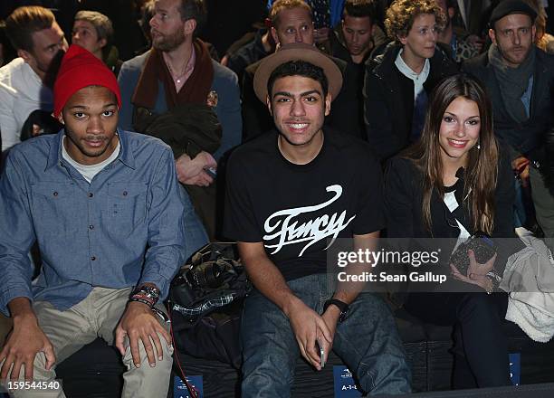 Niall from Paris, Noah Becker and Anna Julia Kapfelsberger attends the G-Star Autumn/Winter 2013 runway show at St. Agnes Church on January 15, 2013...