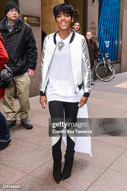 Singer Dawn Richard leaves the Sirius XM Studios on January 15, 2013 in New York City.