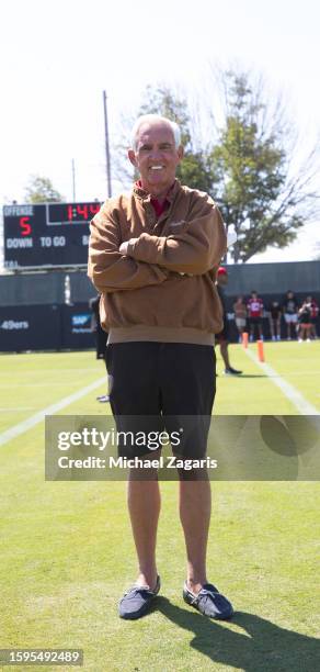 Mike Shanahan during the San Francisco 49ers training camp at the SAP Performance Facility on August 1, 2023 in Santa Clara, California.