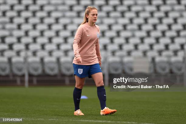 Keira Walsh of England looks on during a training session at Central Coast Stadium on August 06, 2023 in Gosford, Australia.