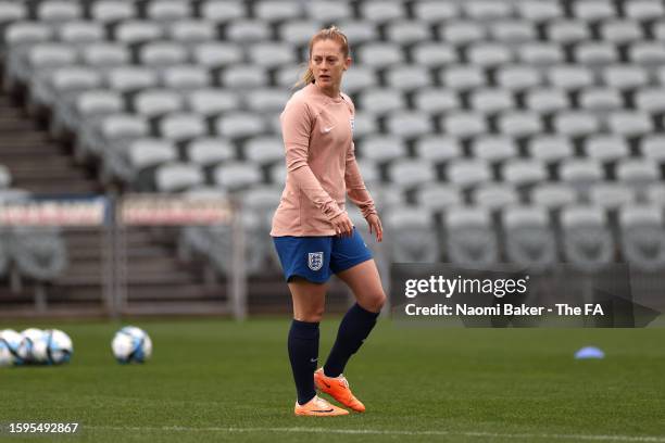 Keira Walsh of England looks on during a training session at Central Coast Stadium on August 06, 2023 in Gosford, Australia.