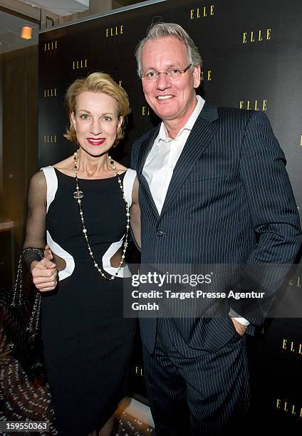 Birgit von Heintze and her husband Florian von Heintze attend the Elle Soiree Privee during the Mercedes-Benz Fashion Week at the Waldorf Astoria on...