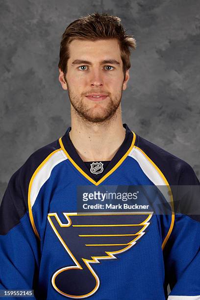 Alex Pietrangelo of the St. Louis Blues poses for his official headshot for the 2012-2013 season on January 13, 2013 at the Scottrade Center in St....