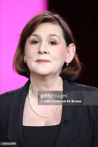 Executive producer/writer Heidi Thomas speak onstage during the "Call The Midwife" panel discussion during the PBS Portion- Day 2 of the 2013 Winter...