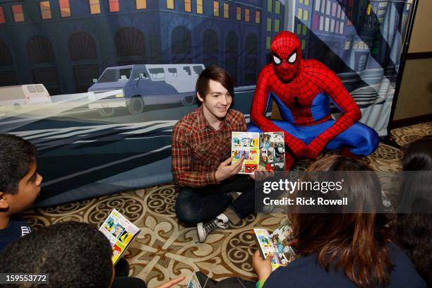 Reading With: Marvel Comics Close-Up" - Disney stars join Spider-Man and kids from local Boys & Girl Clubs of Hollywood, Pasadena, Burbank and San...