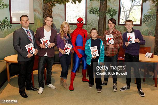 Reading With: Marvel Comics Close-Up" - Disney stars join Spider-Man and kids from local Boys & Girl Clubs of Hollywood, Pasadena, Burbank and San...