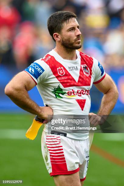 Ben Hunt of the Dragons looks dejected after defeat during the round 23 NRL match between Parramatta Eels and St George Illawarra Dragons at CommBank...