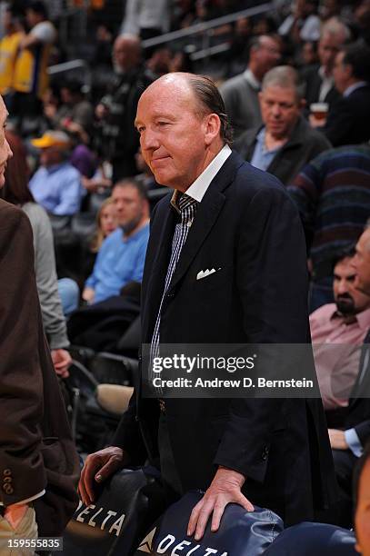 Former NBA player, coach, and General Manager, Mike Dunleavy Sr., attends a game between the Milwaukee Bucks and the Los Angeles Lakers at Staples...