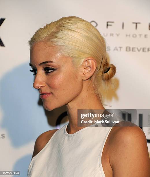 Actress Caroline D'Amore arrives for the opening of Riviera 31 At Sofitel Los Angeles on January 15, 2013 in Los Angeles, California.