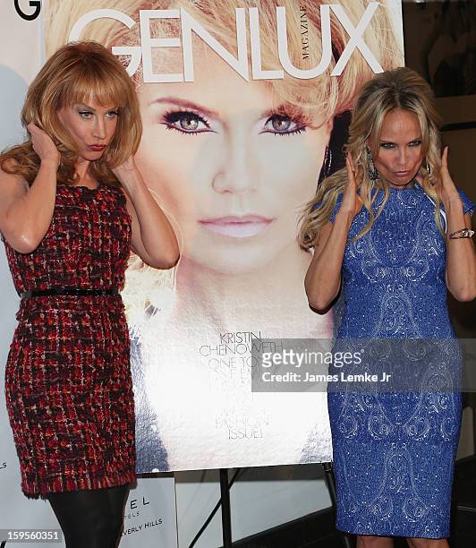 Kathy Griffin and Kristin Chenoweth attend the Genlux Cover Girl Kristin Chenoweth Celebrates Opening of new bar Riviera 31 at The Sofitel L.A. On...