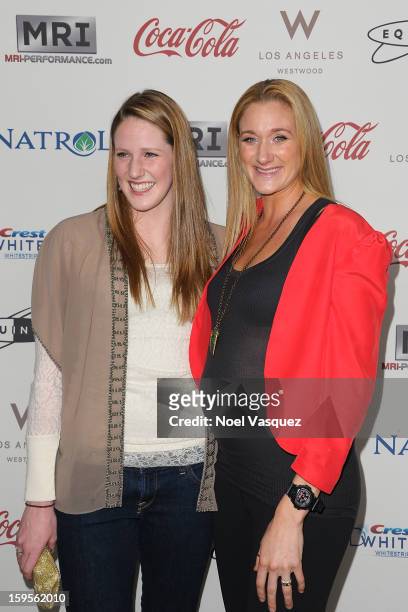 Missy Franklin and Kerri Lee Walsh Jennings attend the 'Gold Meets Golden' event hosted at Equinox on January 12, 2013 in Los Angeles, California.