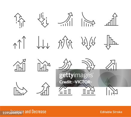 Increase and Decrease Icons - Editable Stroke - Line Icon Series Increase and Decrease Icons - Editable Stroke - Line Icon Series