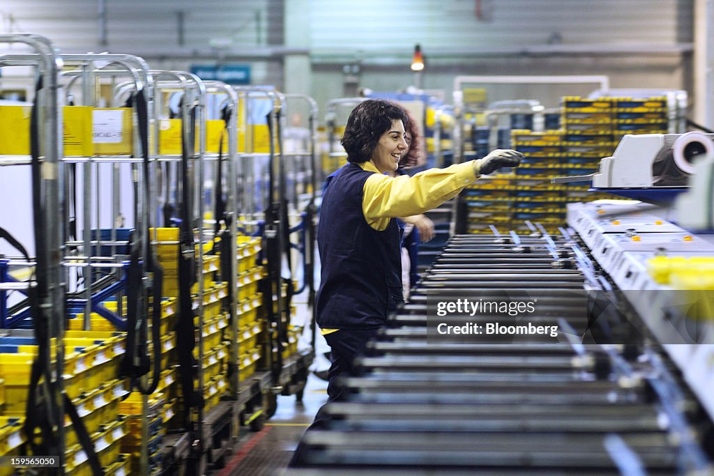 Spanish Postal Service Operations Inside A Correos SA Distribution Center