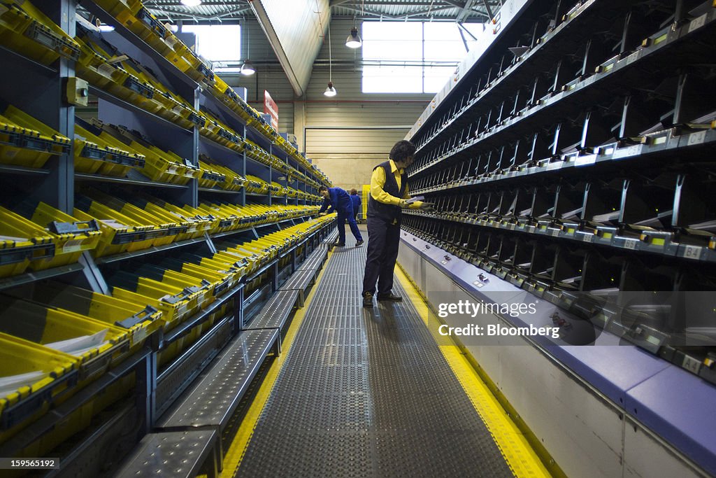 Spanish Postal Service Operations Inside A Correos SA Distribution Center