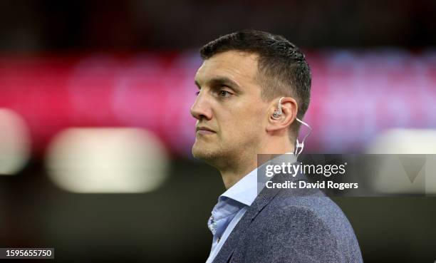 Sam Warburton, the former Wales captain, looks on during the Summer International match between Wales and England at the Principality Stadium on...