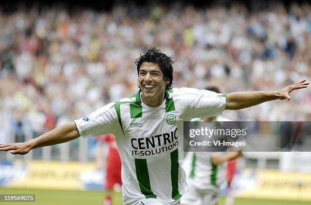 Luis Suarez celebrates a goal during the match between FC Utrecht and FC Groningen on May 17, 2007 at Utrecht, Netherlands.