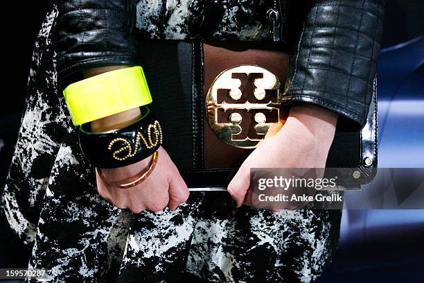 Nina holding a Tory Burch bag, Mercedes-Benz Fashion Week Autumn/Winter 2013/14 on January 16, 2013 in Berlin, Germany.